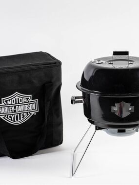 Harley-Davidson Black Compact Portable Grill with Branded Carry Bag & Utensils